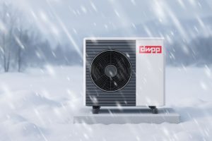 Wärmepumpe im Schnee und Eis